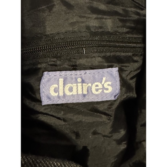 Claire's Boho Rhinestone Cross Backpack Distressed Gray 15" - Picture 6 of 6